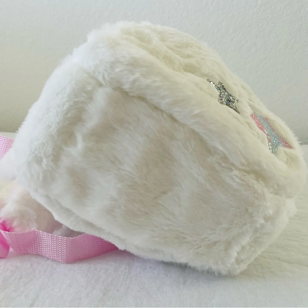 Silver Unicorn Furry/Plush Backpack